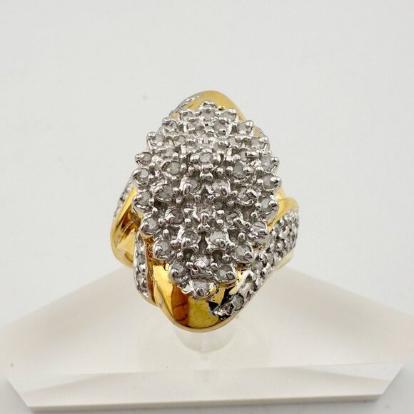 Marquise Cut 1.00 Ct Diamond Cluster Ring Size 8 - Picture 10 of 16